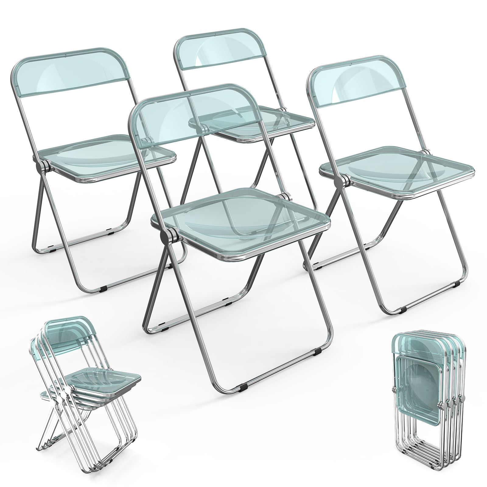 2pcs Foldable Patio Plastic Folding Chairs